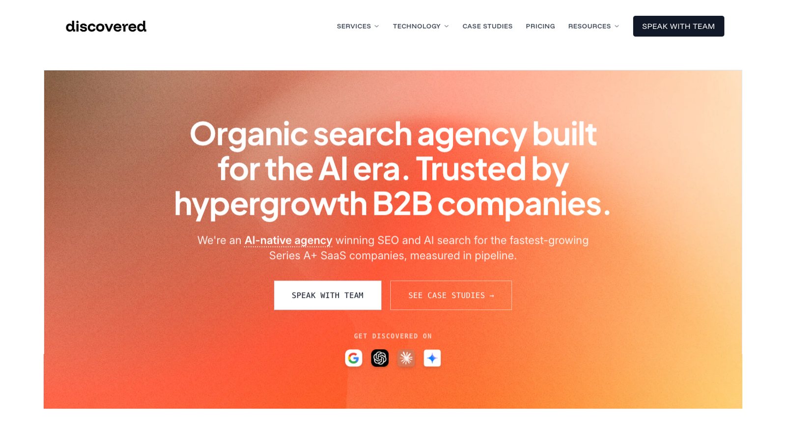 Discovered Labs homepage