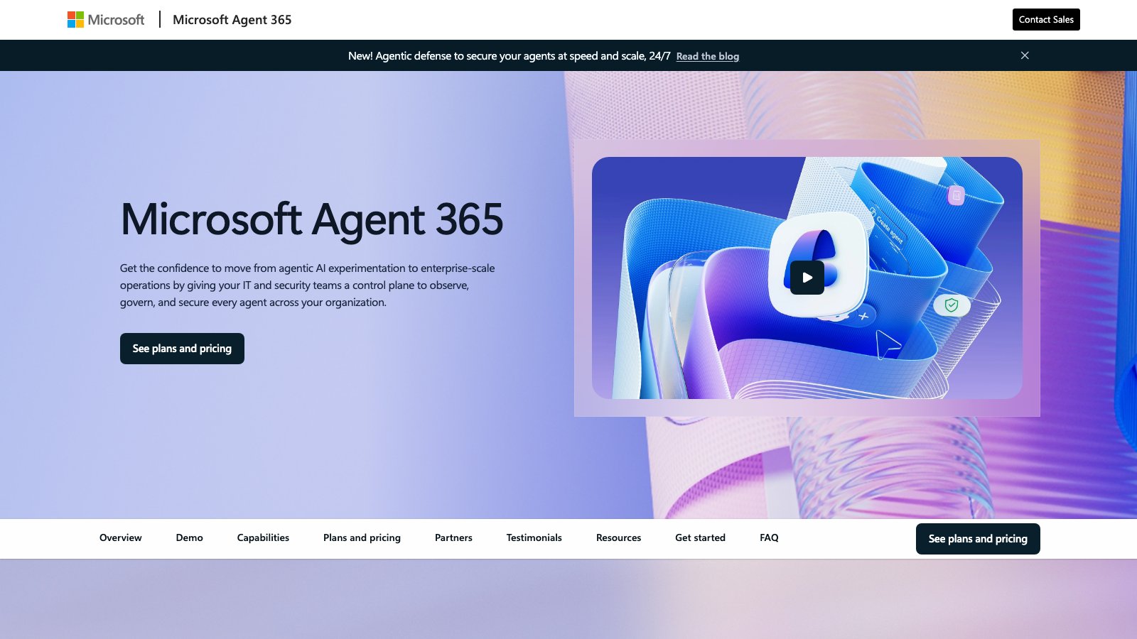 Microsoft Agent 365 product page